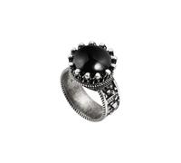 Bague Ellius Atlas unisexe en argent 925 vieilli | Bague sculpture avec grande pierre noire, collection mythologie | symbole de force, fabriqué à la main en Italie