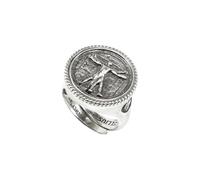 Bague Ellius homme vitruvien en argent 925 | Bague à joint réglable, symbole du génie de Léonard de Vinci | Bijou Artistique Renaissance Made in Italy