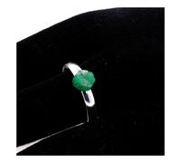 Bague Emeraude Brut Plaqué Argent. 7.97 Ct. Taille Réglable.