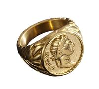 Bague empereur romain pour homme - Bague empereur romain dorée - Bijou empereur romain pour homme
