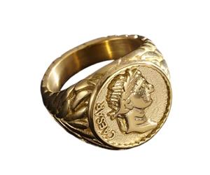 Bague empereur romain pour homme - Bague empereur romain dorée - Bijou empereur romain pour homme