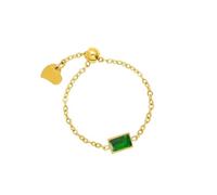 Bague empilable en acier inoxydable avec oxyde de zirconium pour femme - Rectangulaire - Carré - Réglable - Queue de doigt - Pendentif en forme de cœur - Pompon - Bague de promesse d'éternité - Bijoux