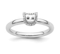 Bague empilable en argent sterling 925 avec diamant chat pour femme, US 9 | EU 60 | DE 19 | JP 18 | UK R 3/4, Métal Diamant Pierre précieuse Métal, Diamant