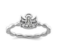 Bague empilable en argent sterling 925 avec diamant poli ange gardien religieux avec halo pour femme, US 9 | EU 60 | DE 19 | JP 18 | UK R 3/4, Métal Diamant Pierre précieuse Métal, Diamant