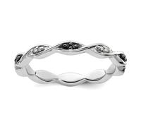 Bague empilable en argent sterling 925 avec diamants noirs et blancs polis pour femme, US 6 | EU 52.75 | DE 16.5 | JP 12 | UK M, Métal Diamant Pierre précieuse Métal, Diamant blanc