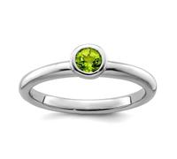 Bague empilable en argent sterling 925 avec péridot rond pour femme dans une variété de tailles, US 6 | EU 52.75 | DE 16.5 | JP 12 | UK M, Métal Pierre précieuse Métal Péridot, Péridot