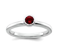 Bague empilable en argent sterling 925 avec rubis rond pour femme dans une variété de tailles, US 10 | EU 62.5 | DE 20 | JP 20 | UK T 1/2, Métal Argent Pierre précieuse Métal Argenté, Rubis créé