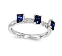 Bague empilable en argent sterling 925 avec saphirs synthétiques superposables de 2,5 mm pour femme, US 5 | EU 49.75 | DE 15.75 | JP 9 | UK J 1/2, Métal Pierre précieuse Métal Saphir, Saphir créé