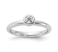 Bague empilable en argent sterling 925 avec topaze blanche ronde pour femme dans une variété de tailles, US 9 | EU 60 | DE 19 | JP 18 | UK R 3/4, Métal Argent Pierre précieuse Métal Argenté, Topaze