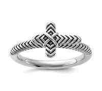 Bague empilable en argent sterling 925 de 2,25 mm avec croix religieuse oxydée et texturée pour femme, US 5 | EU 49.75 | DE 15.75 | JP 9 | UK J 1/2, Métal Argent Argent sterling, Aucune pierre