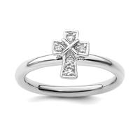 Bague empilable en argent sterling 925 de 2,25 mm avec topaze blanche et topaze religieuse, taille 5 pour femme