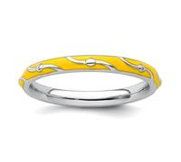 Bague empilable en argent sterling 925 et émail jaune pour femme dans une variété de tailles, US 10 | EU 62.5 | DE 20 | JP 20 | UK T 1/2, Métal Argent Émail Métal Argenté, Aucune pierre précieuse