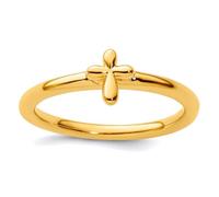 Bague empilable en argent sterling 925 plaqué or avec croix religieuse pour femme, US 8 | EU 57.75 | DE 18 | JP 16 | UK Q, Or Métal Argent, Aucune pierre précieuse
