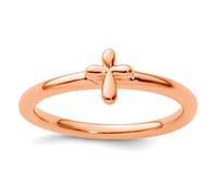Bague empilable en argent sterling 925 plaqué or rose avec croix religieuse pour femme, US 8 | EU 57.75 | DE 18 | JP 16 | UK Q, Or Métal Or rose, Aucune pierre précieuse