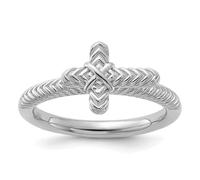 Bague empilable en argent sterling 925 plaqué rhodium texturé pour femme 2,25 mm, US 10 | EU 62.5 | DE 20 | JP 20 | UK T 1/2, Métal Argent Métal Rhodium Argenté, Aucune pierre précieuse