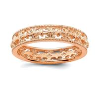 Bague empilable en argent sterling 925 plaqué rose sculpté pour homme et femme, US 10 | EU 62.5 | DE 20 | JP 20 | UK T 1/2, Métal Argent Argent sterling, Aucune pierre précieuse