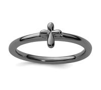 Bague empilable en argent sterling 925 plaqué ruthénium avec croix religieuse pour femme, US 9 | EU 60 | DE 19 | JP 18 | UK R 3/4, Métal Argent Argent sterling, Aucune pierre précieuse
