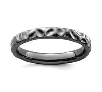 Bague empilable en argent sterling 925 plaqué ruthénium poli plaqué noir pour femme, US 5 | EU 49.75 | DE 15.75 | JP 9 | UK J 1/2, Métal Argent Argent sterling, Aucune pierre précieuse