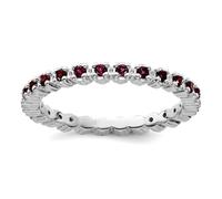 Bague empilable en argent sterling 925 poli avec motif grenat rhodolite pour femme, US 5 | EU 49.75 | DE 15.75 | JP 9 | UK J 1/2, Métal Grenat Pierre précieuse Métal, Grenat rhodolite