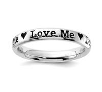 Bague empilable en argent sterling 925 poli avec paroles Love Me de 3,25 mm pour femme, US 7 | EU 55.25 | DE 17.25 | JP 14 | UK O, Métal Argent Argent sterling, Aucune pierre précieuse