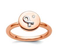 Bague empilable en argent sterling 925 poli et plaqué rose 14 carats avec ruban blanc 14 carats pour femme 2,25 mm, US 8 | EU 57.75 | DE 18 | JP 16 | UK Q, Métal Diamant Pierre précieuse Métal