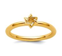 Bague empilable en argent sterling 925 poli plaqué jaune religieux Judaica étoile de David pour femme, US 9 | EU 60 | DE 19 | JP 18 | UK R 3/4, Métal Argent Argent sterling, Aucune pierre précieuse