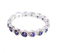 Bague empilable en argent sterling 925 pour femme, tanzanite, pierre de naissance de décembre, bague de mariage, bagues d'anniversaire, Q 1/2, Pierre précieuse., Tanzanite