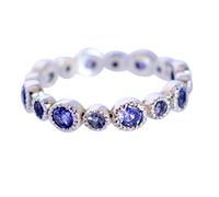 Bague empilable en argent sterling 925 pour femme, tanzanite, pierre de naissance de décembre, bague de mariage, bagues d'anniversaire, Q 1/2, Pierre précieuse., Tanzanite