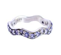Bague empilable en argent sterling 925 pour femme, tanzanite, pierre de naissance de décembre, bague de mariage, bagues d'anniversaire, Q 1/2, Pierre précieuse., Tanzanite