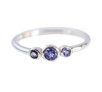 Bague empilable en argent sterling 925 pour femme, tanzanite, pierre de naissance de décembre, bague de mariage, bagues d'anniversaire, Q 1/2, Pierre précieuse., Tanzanite