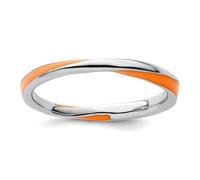 Bague empilable en argent sterling 925 torsadé orange émaillé pour femme dans une variété de tailles, US 9 | EU 60 | DE 19 | JP 18 | UK R 3/4, Métal Argent Émail Métal Argenté, Aucune pierre précieuse
