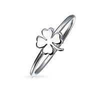 Bague Empilable Minimaliste En Trèfle À Quatre Feuilles Irlandais Pour Les Femmes Adolescentes Bande De 1MM Pour Les Phalanges Midi En Argent Sterling .925