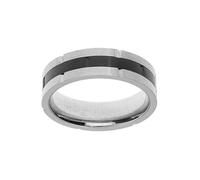 Bague en acier avec ruban en PVD noir largeur 6mm 66