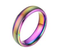 Bague en acier inoxydable arc-en- - Bague d'ambiance en acier inoxydable - Changement de température - Pour couple, fête, anniversaire, fiançailles, mariage, Siehe Beschreibung, Voir description