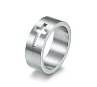 Bague en acier inoxydable avec croix creuse pour homme et femme, bijou tendance pour demande en mariage