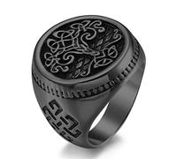 Bague en acier inoxydable en forme d'arbre, chevalière en forme d'arbre avec nœud celtique nordique pour homme
