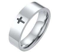 Bague en acier pour hommes LGT Jewels Croix noire-20mm