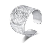 Bague en acier titane à sept étoiles, Kabbale romaine, taille réglable, pour homme