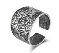 Bague en acier titane à sept étoiles, Kabbale romaine, taille réglable, pour homme