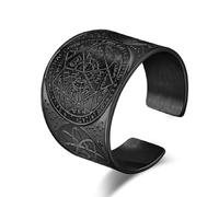 Bague en acier titane à sept étoiles, Kabbale romaine, taille réglable, pour homme