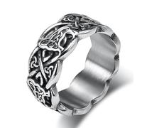 Bague en acier titane avec nœud celtique de loup, style vintage pour homme, Europe et États-Unis