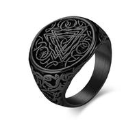 Bague en acier titane avec nœud triangulaire Viking Odin de style nordique, bague vintage pour homme avec nœud celtique