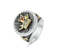 Bague en acier titane Croix Pape de style rétro, accessoires faits à la main personnalisés tendance pour hommes
