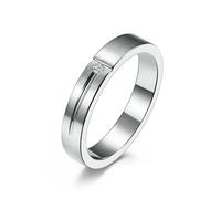 Bague en acier titane en forme de T mat avec des accents de diamant Bijoux minimalistes unisexes pour couples et célibataires