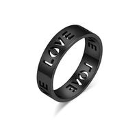 Bague en acier titane minimaliste Leak Out Love de 6 mm de large, bijoux de main pour hommes et femmes