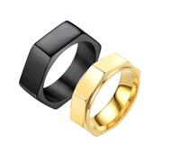 Bague en Acier Titane Polygonale Nouvelle Arrivée, Design Mode, Bague Couple Personnalisée, Bijoux Européens Américains, 3 Couleurs (Argent/Or/Noir), Unisexe (B,13)