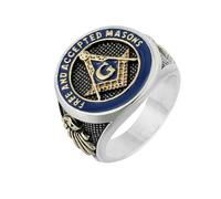Bague en acier titane pour homme Symbole maçonnique Bijou vintage occulte Accessoire gothique pour homme, 13