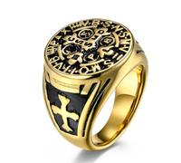 Bague en acier titane style exorciste Benoît XVI, style européen et américain, bague rétro pour homme avec croix d'exorciste