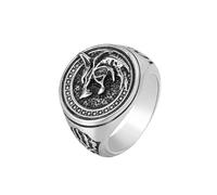 Bague en acier titane style vintage pour homme avec motif totem de loup pour un usage quotidien, 12