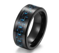 Bague en acier tungstène et fibre de carbone de style nordique, bague tendance en acier tungstène et fibre de carbone